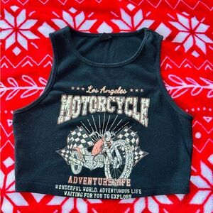 SHEIN Black Los Angeles Motorcycle Tank Top